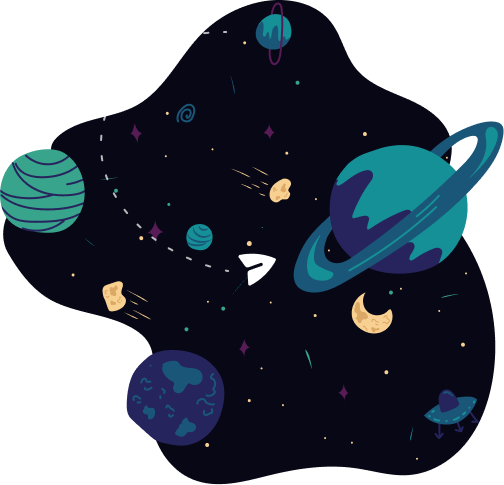 Space image with a paper airplane